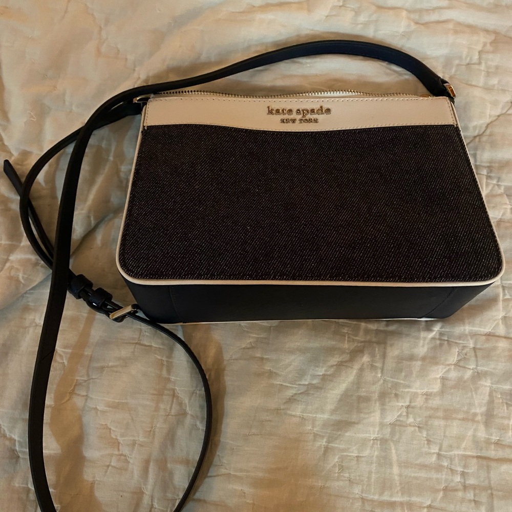 NWOT Kate Spade denim crossbody with dust bag.